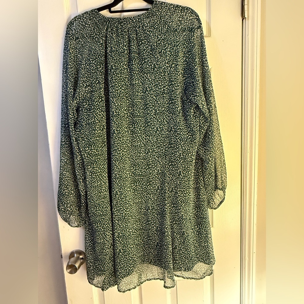 Joie Arctic Balloon Sleeve Mini Dress Green Womens XL  Preppy Elegant Fall New - Picture 3 of 11